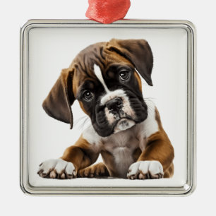 ADORNO METÁLICO PERRO DE PUBRE MARRÓN Y BLANCO ADORABLE