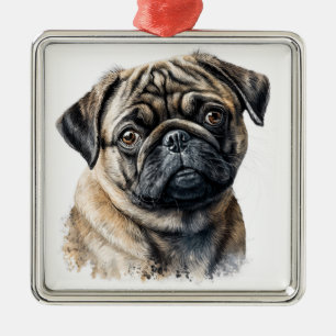 ADORNO METÁLICO PERRO DE PUENTE NEGRO ADORABLE Y DE PUG DE TÁN