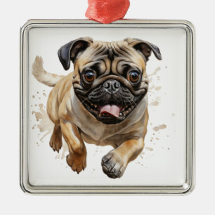ADORNO METÁLICO PERRO DE PUENTE NEGRO ADORABLE Y DE PUG DE TÁN