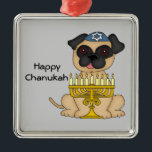 Adorno Metálico Perro del barro amasado de Jánuca<br><div class="desc">¡Un regalo adorable de Chanukah para cualquier persona que ama perros y barros amasados!</div>