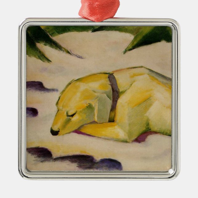 Adorno Metálico Perro en la Nieve (por Franz Marc) (Frente)