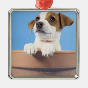 Adorno Metálico Perro en maceta