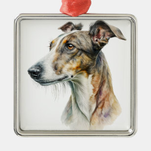 ADORNO METÁLICO PERRO GALGO DE COLOR ATIGRADO HERMOSO