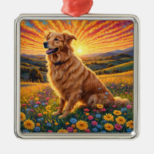 Adorno Metálico Perro Golden Retriever