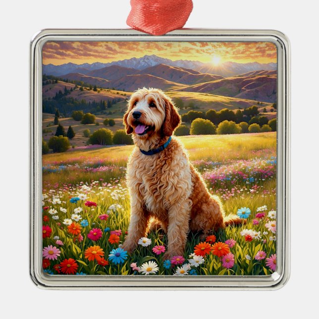 Adorno Metálico perro Labradoodle (Frente)