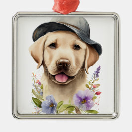 ADORNO METÁLICO PERRO LABRADOR RETRIEVER AMARILLO HERMOSO