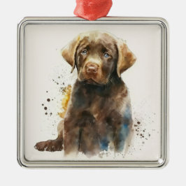 ADORNO METÁLICO PERRO LABRADOR RETRIEVER DE CHOCOLATE HERMOSO