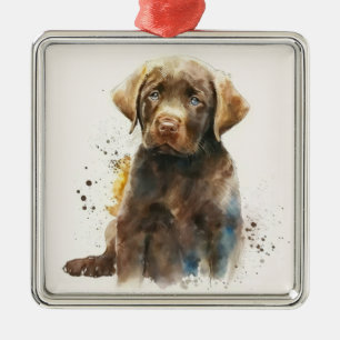 ADORNO METÁLICO PERRO LABRADOR RETRIEVER DE CHOCOLATE HERMOSO
