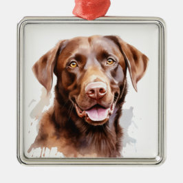 ADORNO METÁLICO PERRO LABRADOR RETRIEVER DE CHOCOLATE PRECIOSO