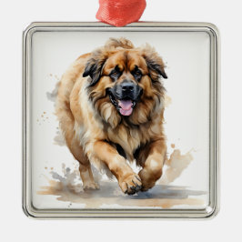 ADORNO METÁLICO PERRO LEONBERGER MARRÓN BELO ACUARELA