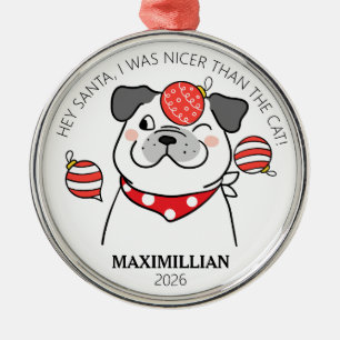 Adorno Metálico Perro lindo y travieso parecido a un Pug con adorn