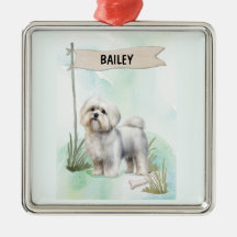 Perro maltés personalizado acuarela
