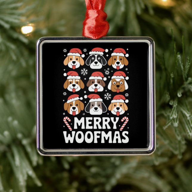 Adorno Metálico Perro Mamá Navidades Merry Woofmas Perro Lover (Árbol)