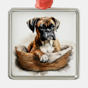 ADORNO METÁLICO PERRO MARRÓN Y BLANCO ADORABLE