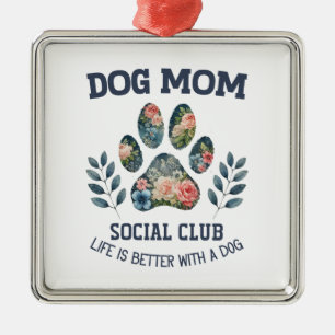 Adorno Metálico Perro Mom Paw Floral