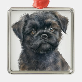 ADORNO METÁLICO PERRO NEGRO CACHORRO DE AFFENPINSCHER ADORABLE