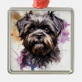 ADORNO METÁLICO PERRO NEGRO CACHORRO DE AFFENPINSCHER ADORABLE