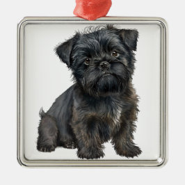 ADORNO METÁLICO PERRO NEGRO CACHORRO DE AFFENPINSCHER ADORABLE