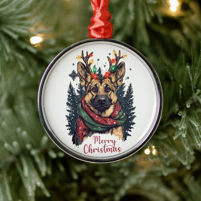 Adorno Metálico Perro pastor alemán lindo (Árbol)