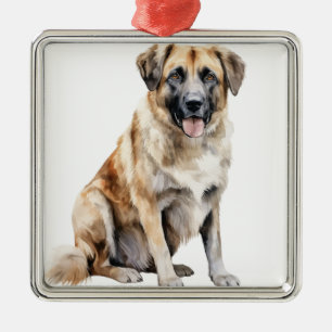 ADORNO METÁLICO PERRO PASTOR ANATOLIO DE COLOR BEIGE A LA ACUARELA