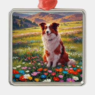Adorno Metálico Perro pastor Border Collie