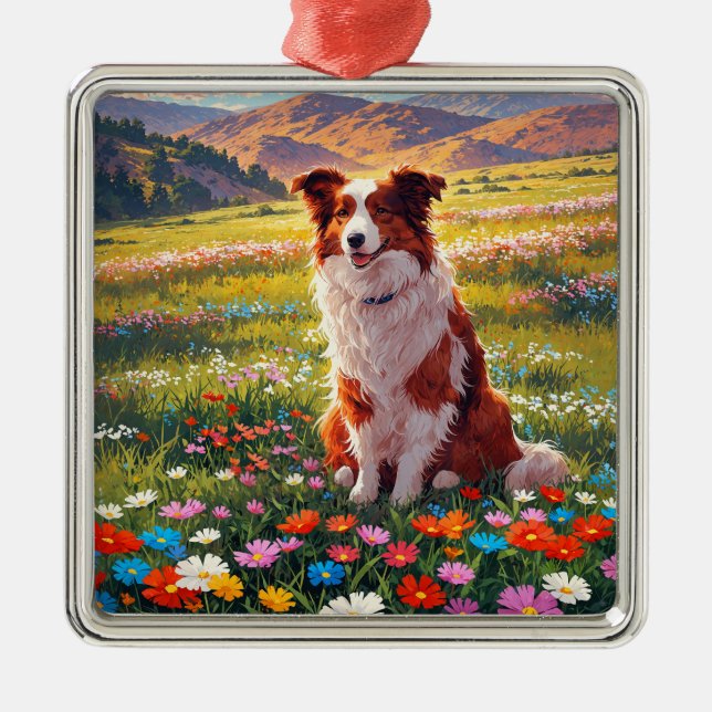 Adorno Metálico Perro pastor Border Collie (Frente)