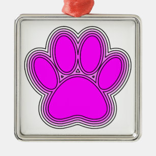 Adorno Metálico Perro Paw En Rosa Con Salidas