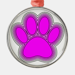 Adorno Metálico Perro Paw En Rosa Con Salidas