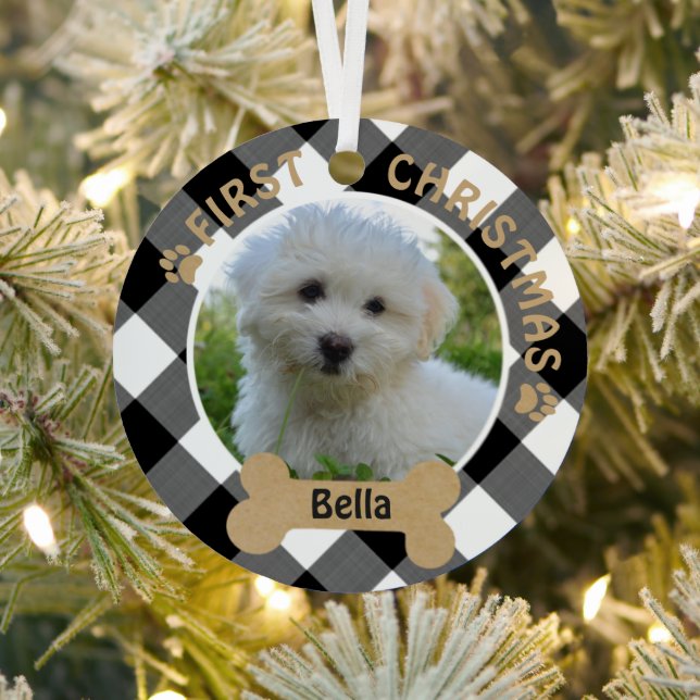 Adorno Metálico Perro primero NAVIDAD 2-lados 2-foto (in situ)