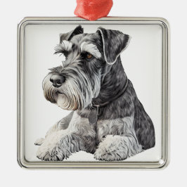 ADORNO METÁLICO PERRO PUPPY DE SCHANUZER HERMOSO DIBUJADO