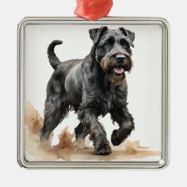 ADORNO METÁLICO PERRO PUPPY SCHNAUZER DE ACUARELA HERMOSO