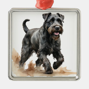 ADORNO METÁLICO PERRO PUPPY SCHNAUZER DE ACUARELA HERMOSO