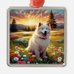 Adorno Metálico Perro Samoyedo