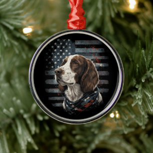 Adorno Metálico Perro Springer Spaniel Bandera Americana