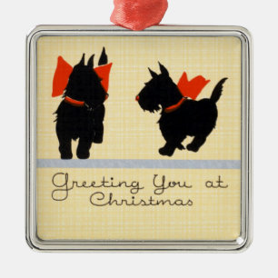 Adorno Metálico Perro vintage navideño