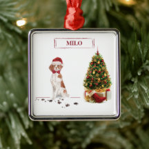 Perro y árbol de Navidades divertidos de Bretaña