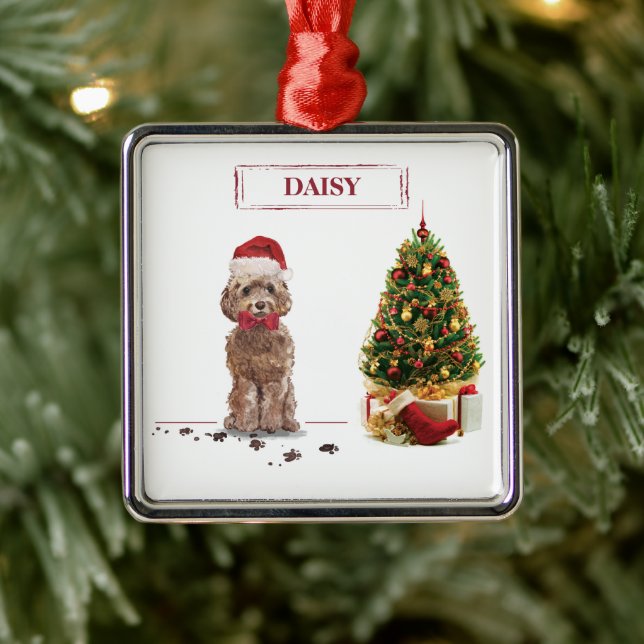 Adorno Metálico Perro y árbol Navidades divertidos de Cockapoo mar (Árbol)