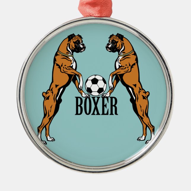 Adorno Metálico perros boxeadores con fútbol (Frente)
