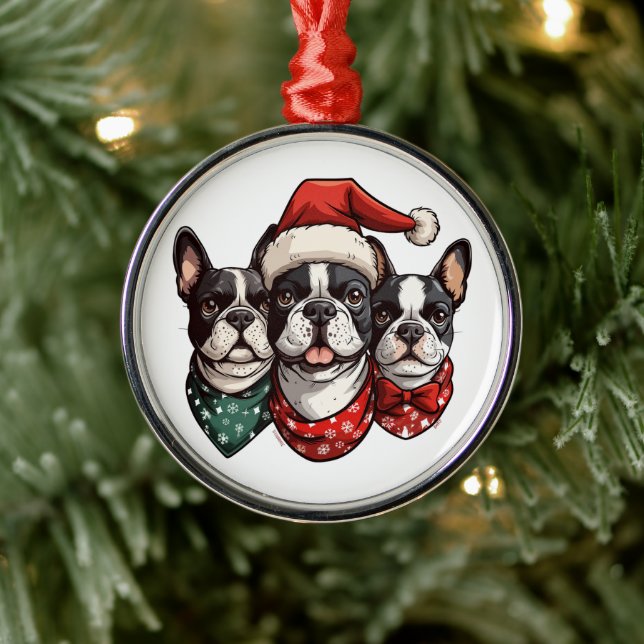 Adorno Metálico Perros del Boston Terrier (Árbol)