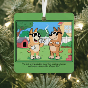 Adorno Metálico Perros divertidos que poseen arte de citas de cómi