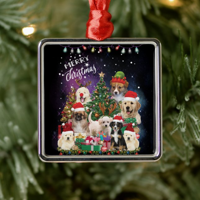 Adorno Metálico Perros Feliz Navidad Luz (Árbol)