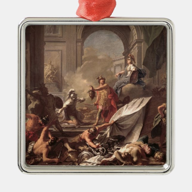 Adorno Metálico Perseus, bajo la protección de Minerva (Frente)