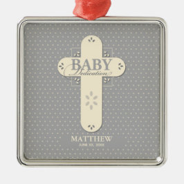 Adorno Metálico Personaliza, Cremita y Cruz Gris para Dedicación d