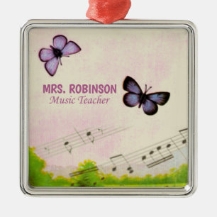 Adorno Metálico Personaliza, Mariposas de Música Gracias Profesor