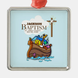 Adorno Metálico Personalizable, Bautizo de Niño Ark de Noé