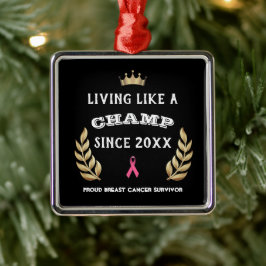 Adorno Metálico Personalizable Cáncer de Mama Sobreviviente hojas