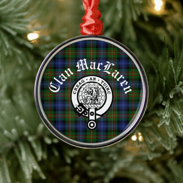 Adorno Metálico Personalizable Clan MacLaren Escudo Badge & Tartan (Árbol)