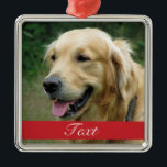 Adorno Metálico personalizable de fotografía mascota<br><div class="desc">Cree un hermoso personalizado Navidad que mantenga el sake usando la foto de su perro u otro mascota y,  si lo desea,  añada su nombre.</div>