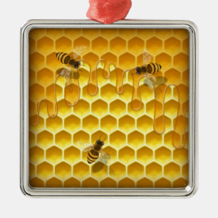 Adorno Metálico Personalizable Golden Honeycomb con abejas