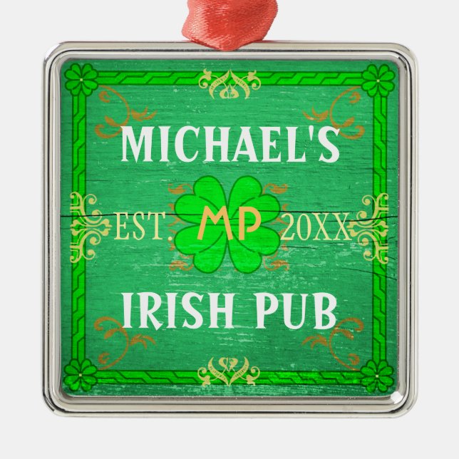 Adorno Metálico Personalizable Home Bar Irish Pub Green (Frente)